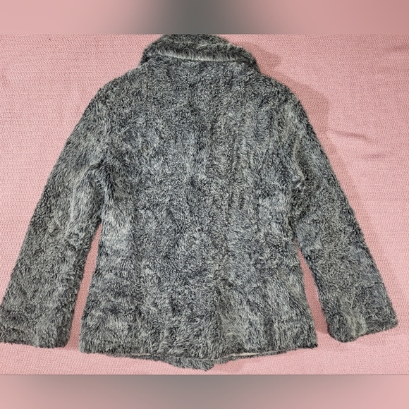 MISS SIXTY Made in Italy Fitted Faux Fur Coat Mid-Length Jacket Snap Gray Size M - Picture 12 of 16
